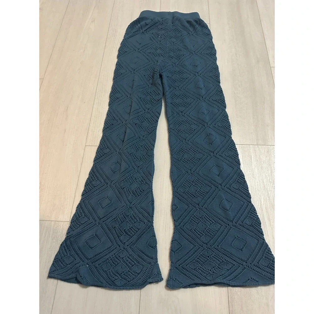 FREE PEOPLE FP BEACH GET AWAY‎ FAUXCHET PANTS CROCHET COVER UP Sz XS Teal